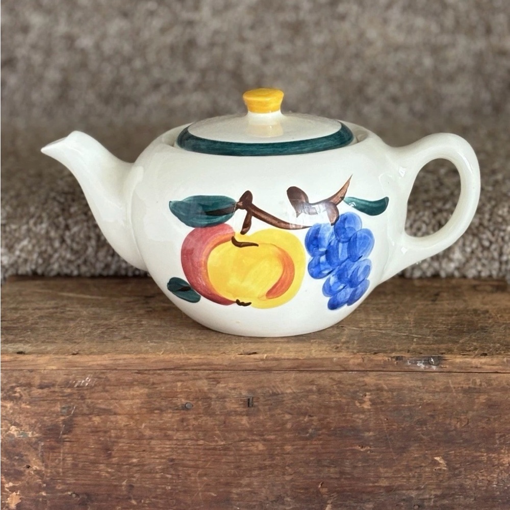 ANGL Hand-Painted Ceramic Teapot with Yellow, Blue, Green Accents